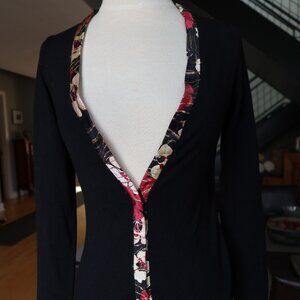Moschino black cardigan sweater with red/gold trim 100% virgin wool size IT 40/6